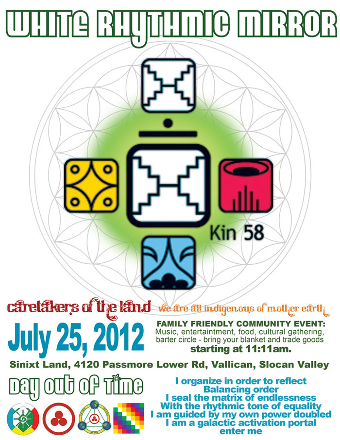 [Event flier: Sinixt Land, 4120 Passmore Lower Rd, Vallican, Slocan Valley - Starting at 11:11am]