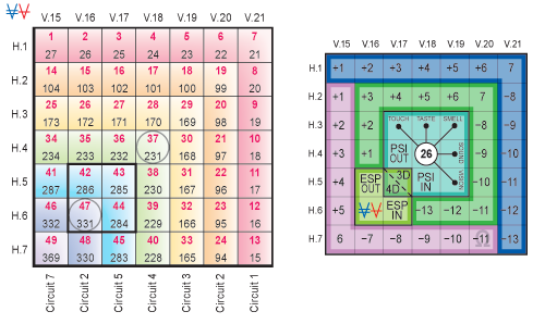 Graphic showing index key and Holomind Perceiver Time Dimension 2